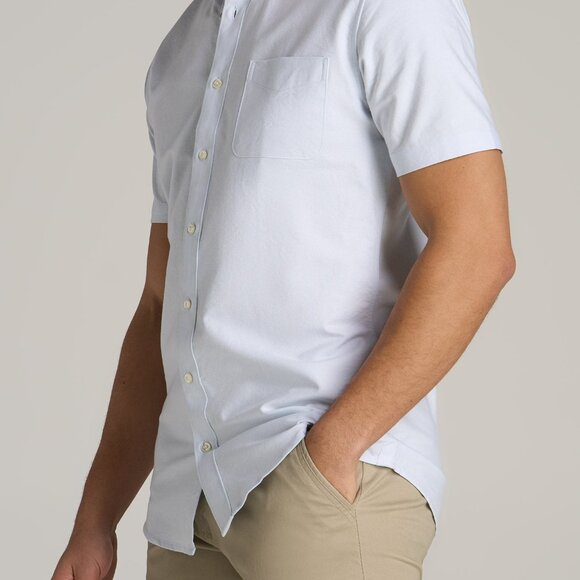 American Tall Short Sleeve Oxford Button Shirt For Tall Men in Light Blue Size X - Picture 3 of 3